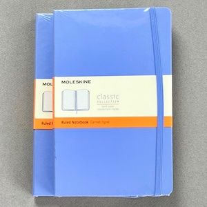 2 Moleskine Classic Collection Hardcover Notebooks, NWT Hydrangea Blue, 5"x8.25